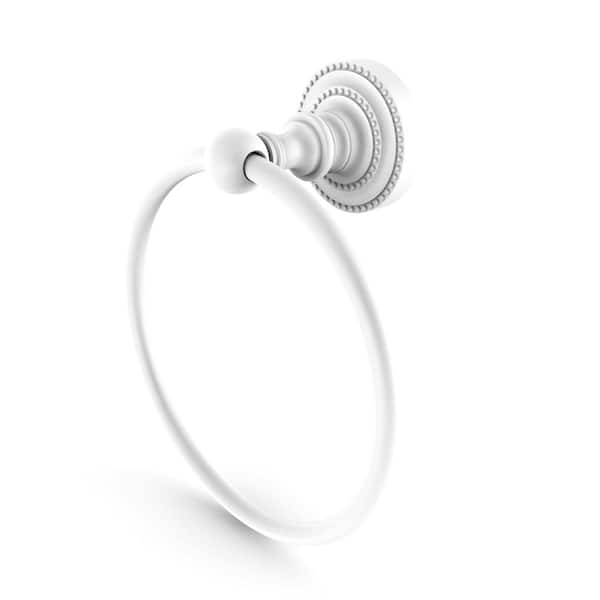 Allied Brass Dottingham Collection Towel Ring in Matte White