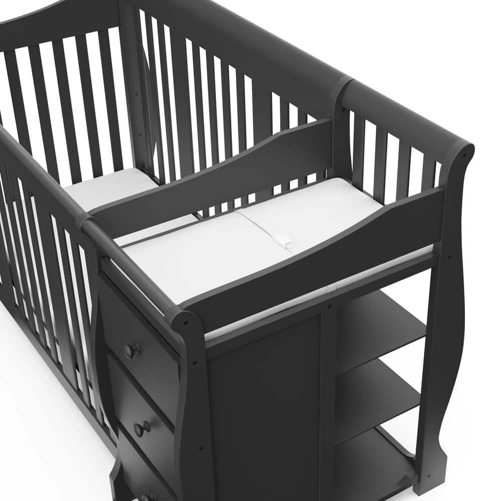 Gray 5-in-1 Convertible Crib and Changer with Storage
