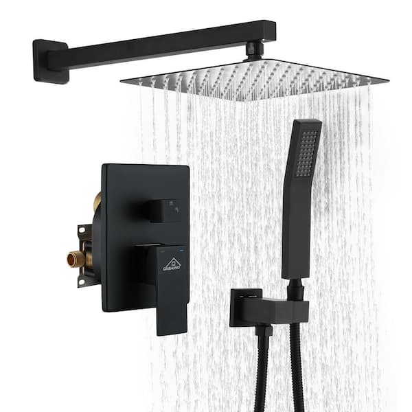 CASAINC 2-Function 10 in.Wall-Mounted Shower System in Matte Black