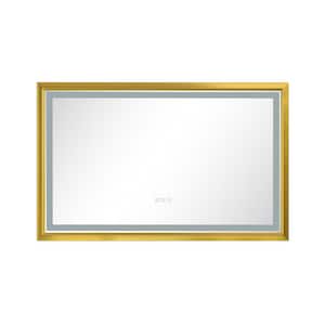42 in. W x 24 in. H Rectangular Black Framed LED Dimmable Wall Bathroom Vanity Mirror in Gold