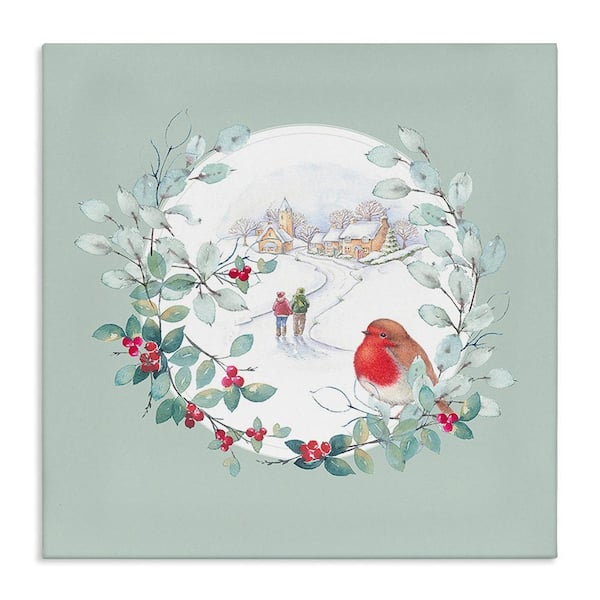 Stupell Industries Winter Scene with Border byJulie Clay 1-Piece Unframed Graphic Print People Poster Art Print 30 in. x 30 in.