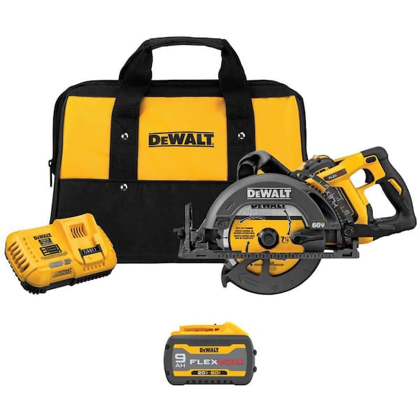Flexvolt 60V MAX 7-1/4 in. Cordless Worm Drive Style Saw with (2) 9. 0Ah Batteries Kit