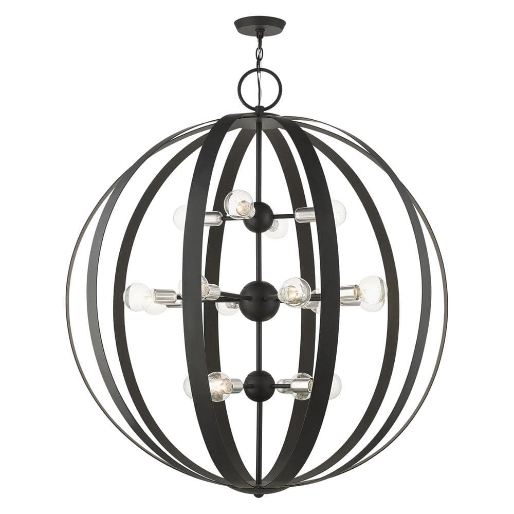 Hastings 16-Light Black Globe Foyer Chandelier with Brushed Nickel Accents price history on PriceWatchPro