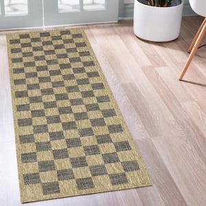 Daisy Jute and Black 2 ft. x 8 ft. Indoor/Outdoor Area Rug