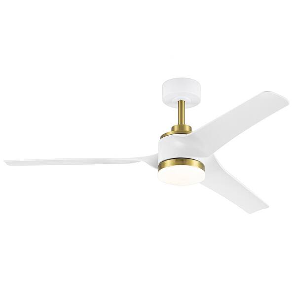 Breezary Clare 52 in. Integrated LED Indoor WhiteBlade Gold Ceiling