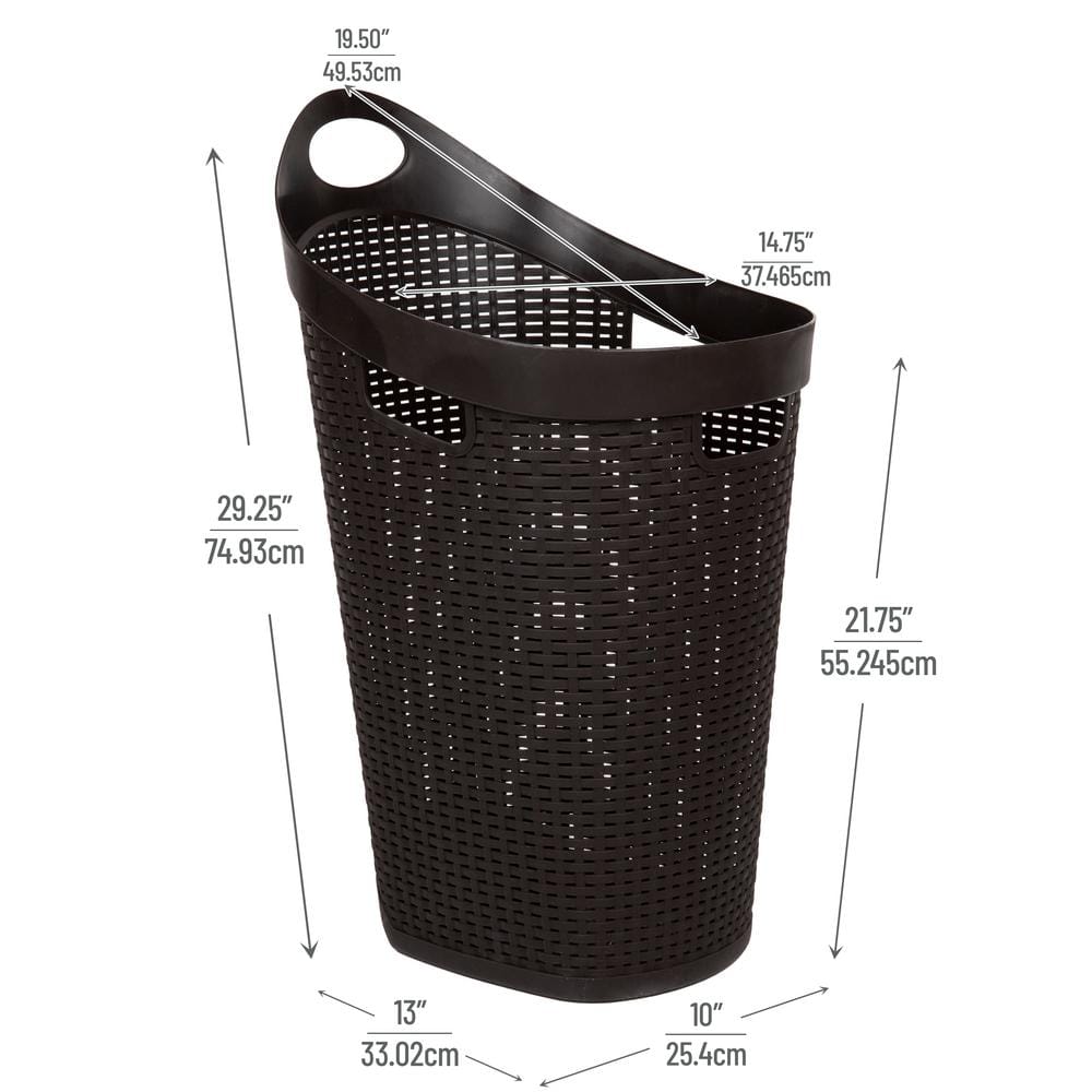 Brown Wicker Rolling Laundry Hamper with Lid and Wheels
