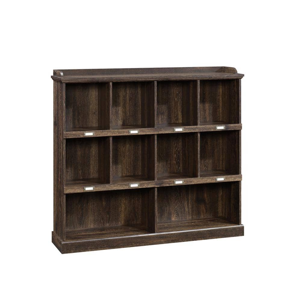 Iron Oak Finish Adjustable Bookcase with Cubbyhole Storage