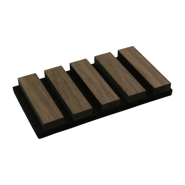 sunwings Smoke Oak 6.65 in. x 4.13 in. x 0.83 in. Wood Slat Acoustic Decorative 3D Sound Absorbing Wall Panel (0.19 sq. ft.)