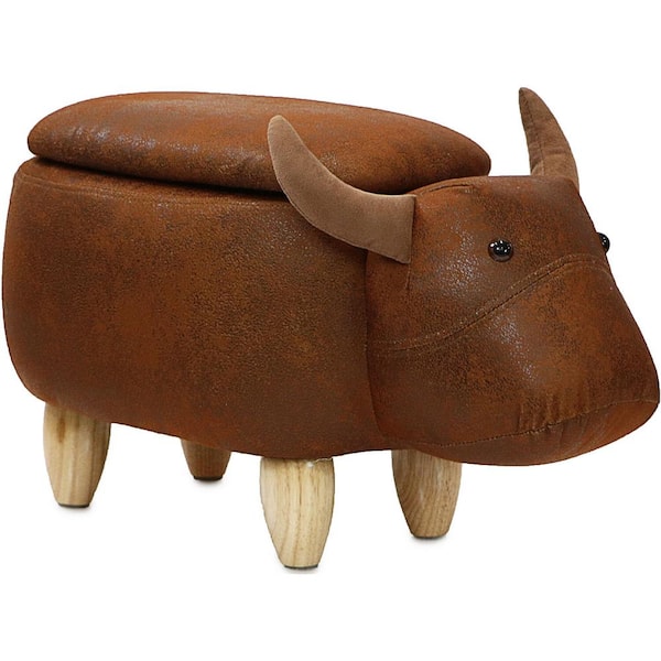 Critter Sitters Brown Cow Animal Shape Storage Ottoman