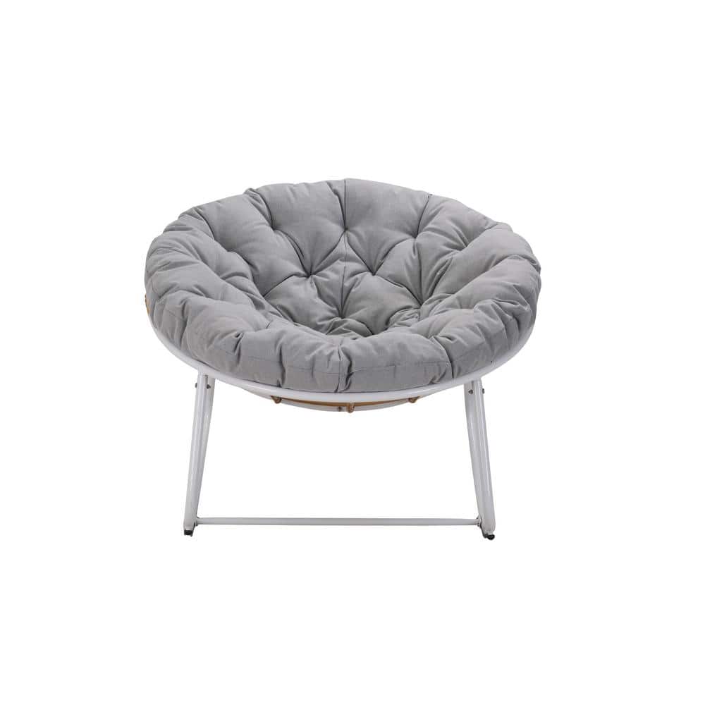 White Indoor/Outdoor Metal Outdoor Rocking Chair Rattan Rope Club Chairs wi
