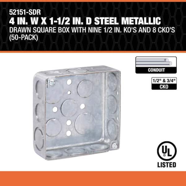 Southwire 4 in. W x 1-1/2 in. D Steel Metallic Drawn Square Box