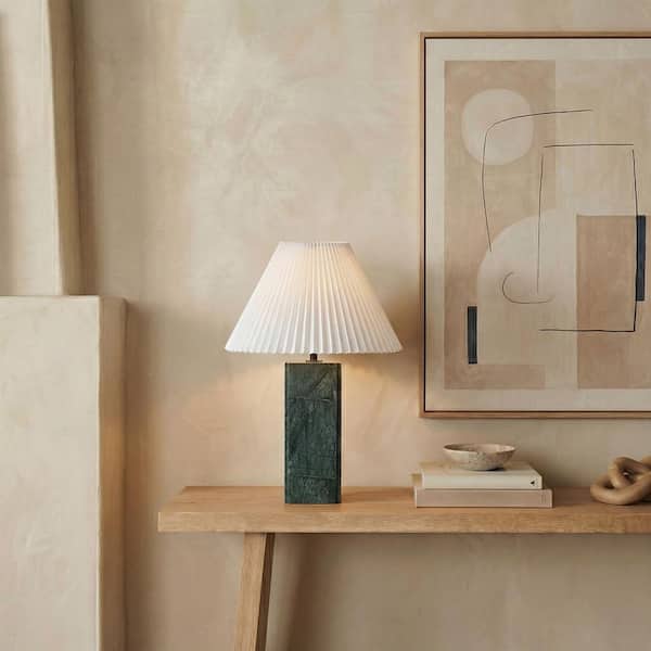 Mackenzie 25 in. Dark Green/White Table Lamp for Living Room