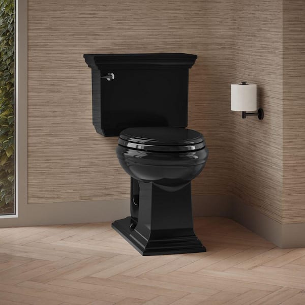 Memoirs 12 in. Rough In 2-Piece 1.28 GPF Single Flush Elongated Toilet in Black Black Seat Not Included