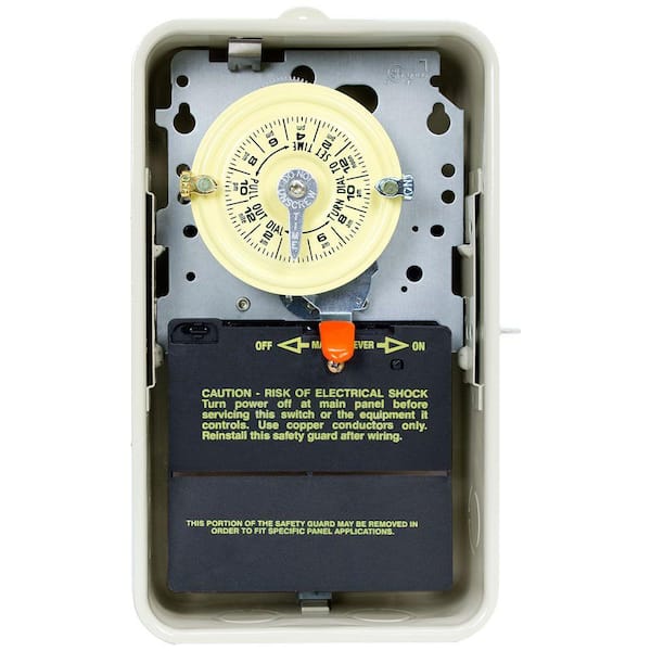 Intermatic T100 Series 40 Amp 24-Hour Outdoor Mechanical Time Switch with Steel Enclosure, Gray