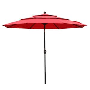 10 ft. Steel Market Patio Umbrella with Crank and Tilt in Color Red