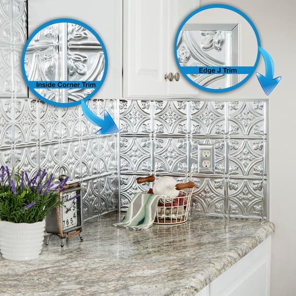Fasade® Brushed Aluminum Large Profile Backsplash Accessory Kit - 9 Piece