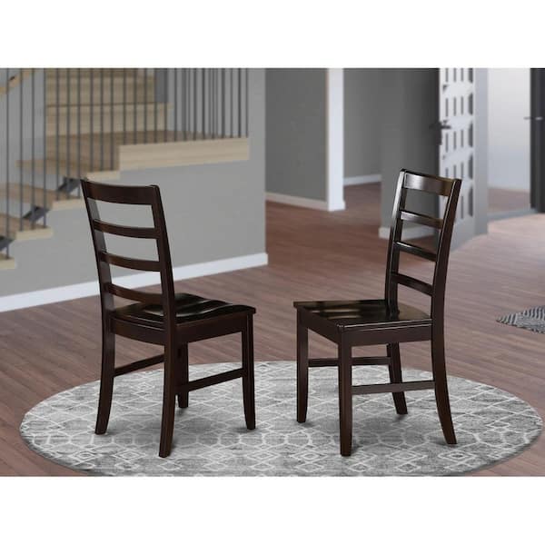 Cappuccino Wooden Seat Stylish Back Dining Chair (Set of 2)