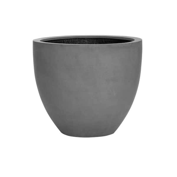 PotteryPots Jesslyn Medium 24 in. Dia Grey Fiberstone Indoor Outdoor Modern Round Planter