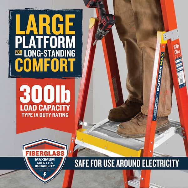 Werner 6 ft. H Fiberglass Podium Platform Ladder Type IA 300 lb. capacity