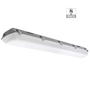 4 ft. 64-Watt Equivalent Vapor Tight Integrated LED Gray Strip Light Fixture 3600 Lumens 120-277V 4000K (8-Pack)