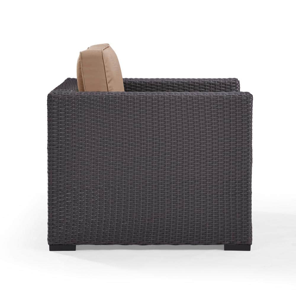 Mocha Brown Outdoor Wicker Armchair with Cushions