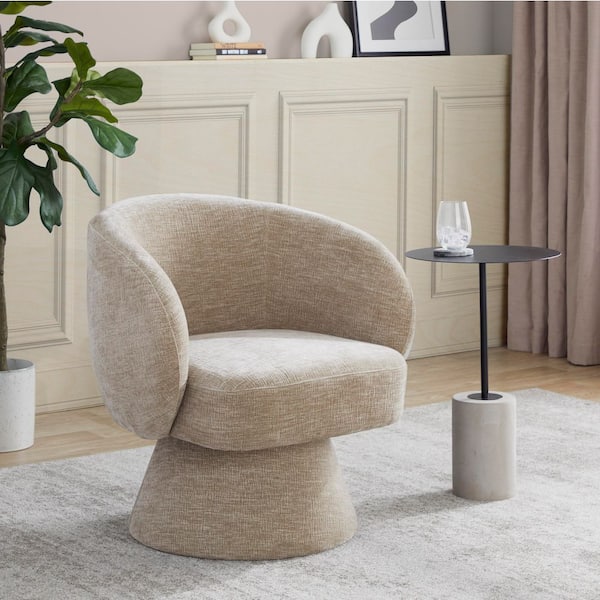 Fran Light Brown Fabric Swivel Arm Chair