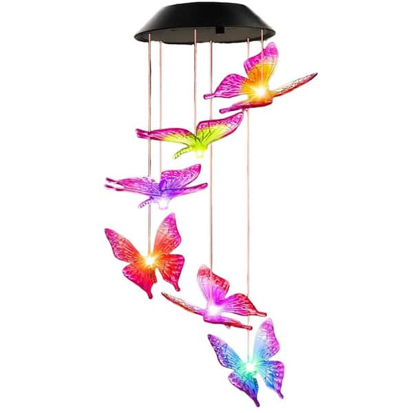 Solar Lights Outdoor Wind Chimes for Garden Yard Patio Porch Decor Hanging Butterfly Decorations