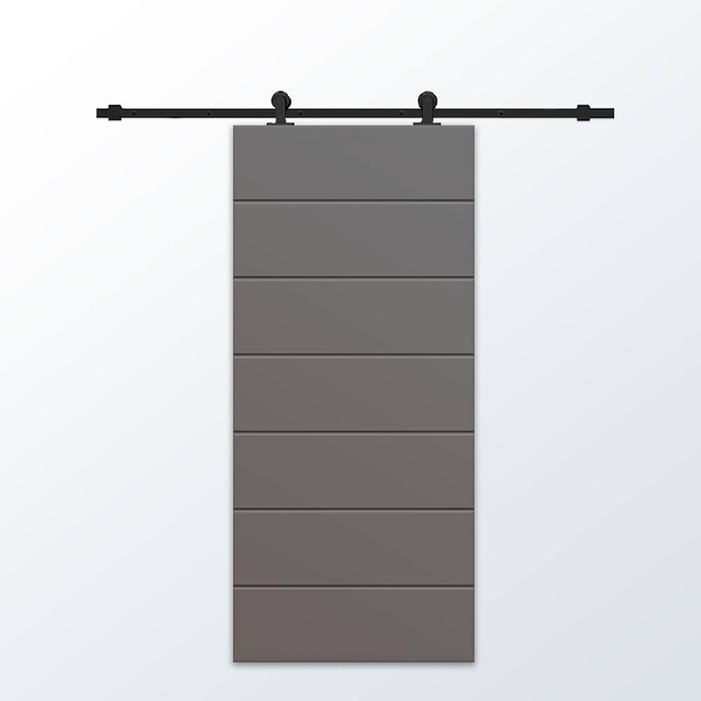 36 in. x 84 in. Light Gray Painted Composite MDF Paneled Interior Sliding Barn Door with Hardware Kit price history on PriceWatchPro