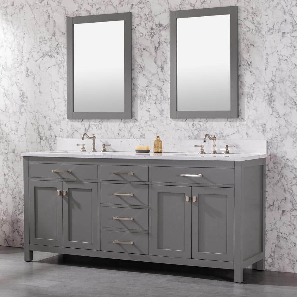 Jasper 72" Gray Double Bathroom Vanity with Carrara White Top