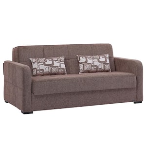 Fashion Collection Convertible 73 in. Brown Chenille 3-Seater Twin Sleeper Sofa Bed with Storage