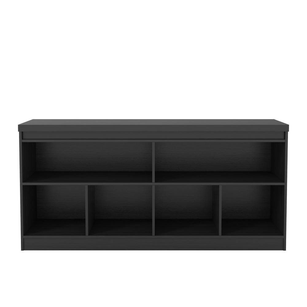 Contemporary Matte Black Wood 6-Shelf Buffet Cabinet