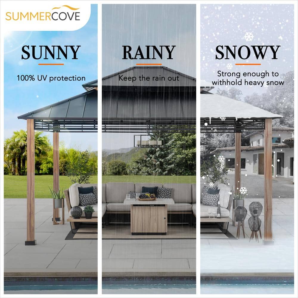 Sunjoy Roberts 13 x 15 ft. Black Steel Frame Hardtop Gazebo