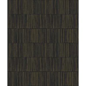 Boutique Collection Brown Shimmery Geometric Bamboo Stripe Non-Pasted Paper on Non-Woven Wallpaper Roll