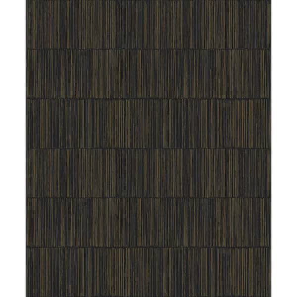 Unbranded Boutique Collection Brown Shimmery Geometric Bamboo Stripe Non-Pasted Paper on Non-Woven Wallpaper Roll