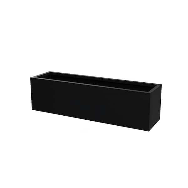 10 in. H x 36 in. W Black Metal Planter Box with Drainage Hole Modern Garden Yard Outdoor Planters for Patio