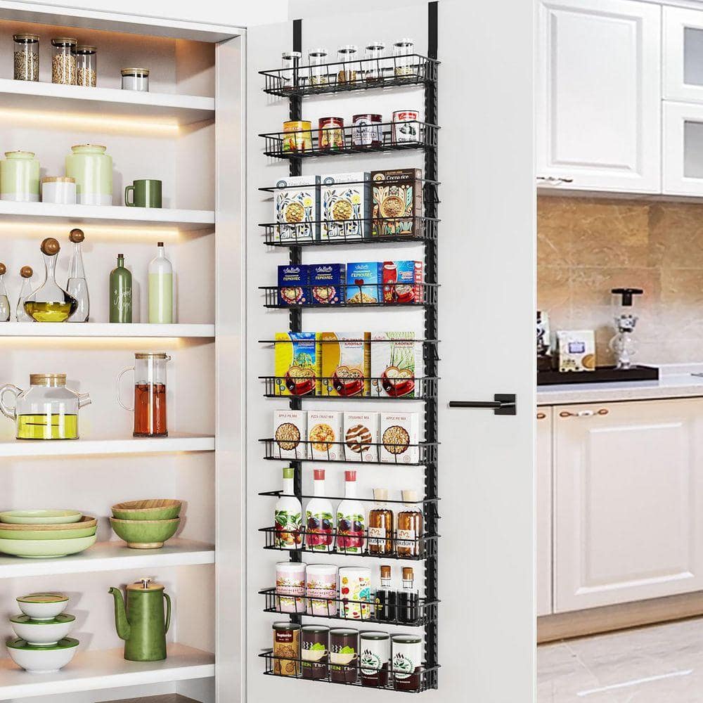JFVKAF Over the Door Pantry Organizer Rack with 9 Adjustable Shelves ...