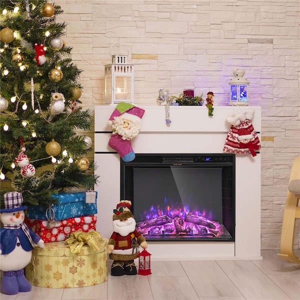 26 in. Electric Fireplace Recessed Fireplace Heater with Overheating Protection in Black