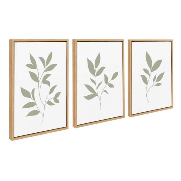Sylvie "Sage Green Botanical" by The Creative Bunch Studio 3 Piece Natural Framed Art Print Set 24 in. x 18 in.