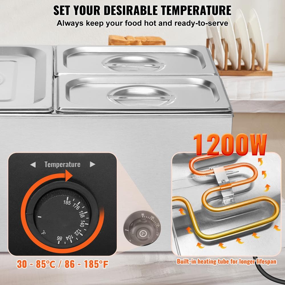 Professional Stainless Steel 3-Pan Electric Food Warmer