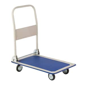 330 lbs. Truck Hand Flatbed Cart Dolly Folding Moving Push Heavy-Duty Rolling Cart with 4 Wheels, Weight Capacity