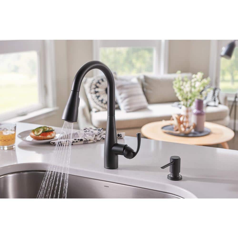 Matte Black Pull-Down Sprayer Kitchen Faucet with Soap Dispenser