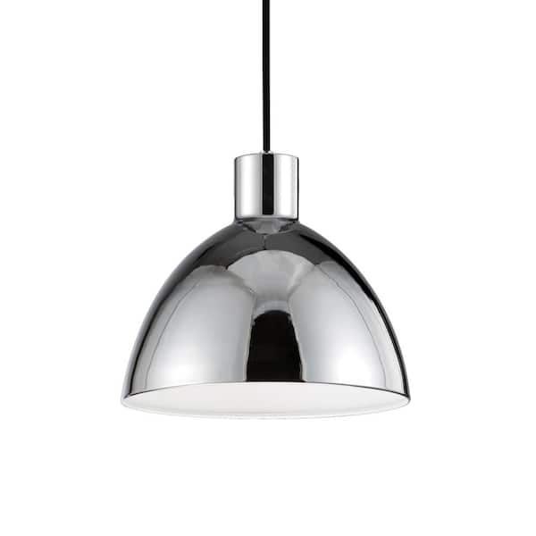 KUZCO Chroma 12 in. 1 Light 13-Watt Chrome Integrated LED Pendant Light