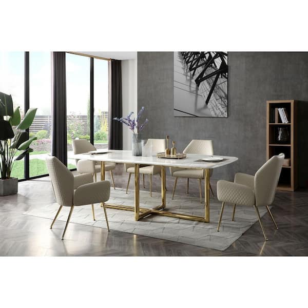Empress Modern Beige Leather Dining Chair