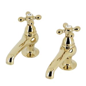 Vintage Old-Fashion Basin Tap 4 in. Centerset Double Handle Bathroom Faucet in Polished Brass