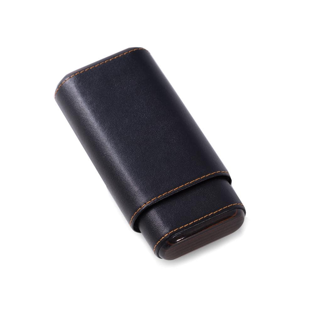 5.75 in. D x 1.25 in. H x 3 in. W Cedar Cigar Case in Black