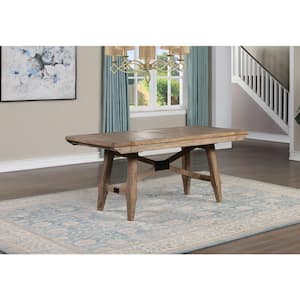 Riverdale Driftwood Brown Wood 30 in. x 72 in. Trestle Counter Height Table Seats 10 with 2 12 in. Leaves