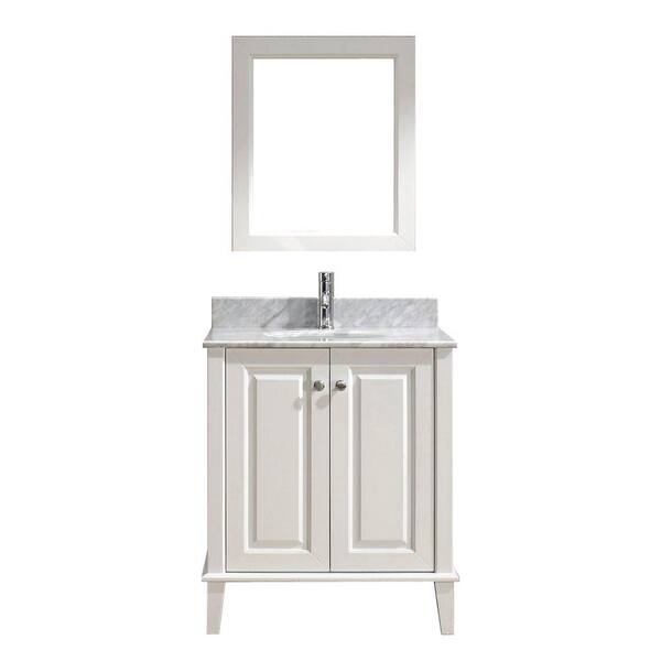 Studio Bathe Lily 30 in. Vanity in White with Marble Vanity Top in White and Mirror