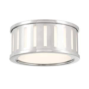 00633779095030, [ 9.5 in .] Kendal 2-Light Polished Nickel Flush Mount