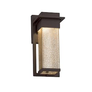 Fusion Pacific Dark Bronze Outdoor Integrated LED Wall Lantern Sconce with Mercury Glass Shade