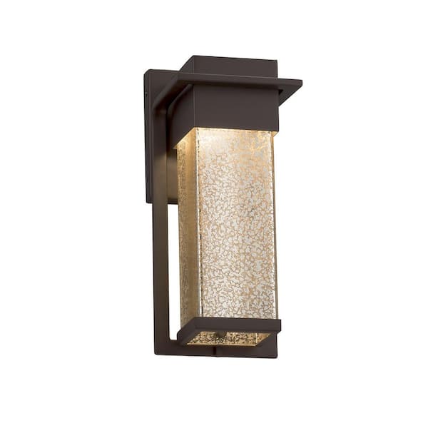 Justice Design Fusion Pacific Dark Bronze Outdoor Integrated LED Wall Lantern Sconce with Mercury Glass Shade
